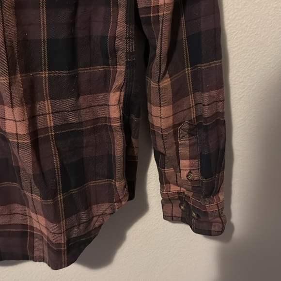 Carhartt Brown Women’s Plaid Button Up Size Small(4/6) Front Pockets EUC Cotton - Picture 11 of 13